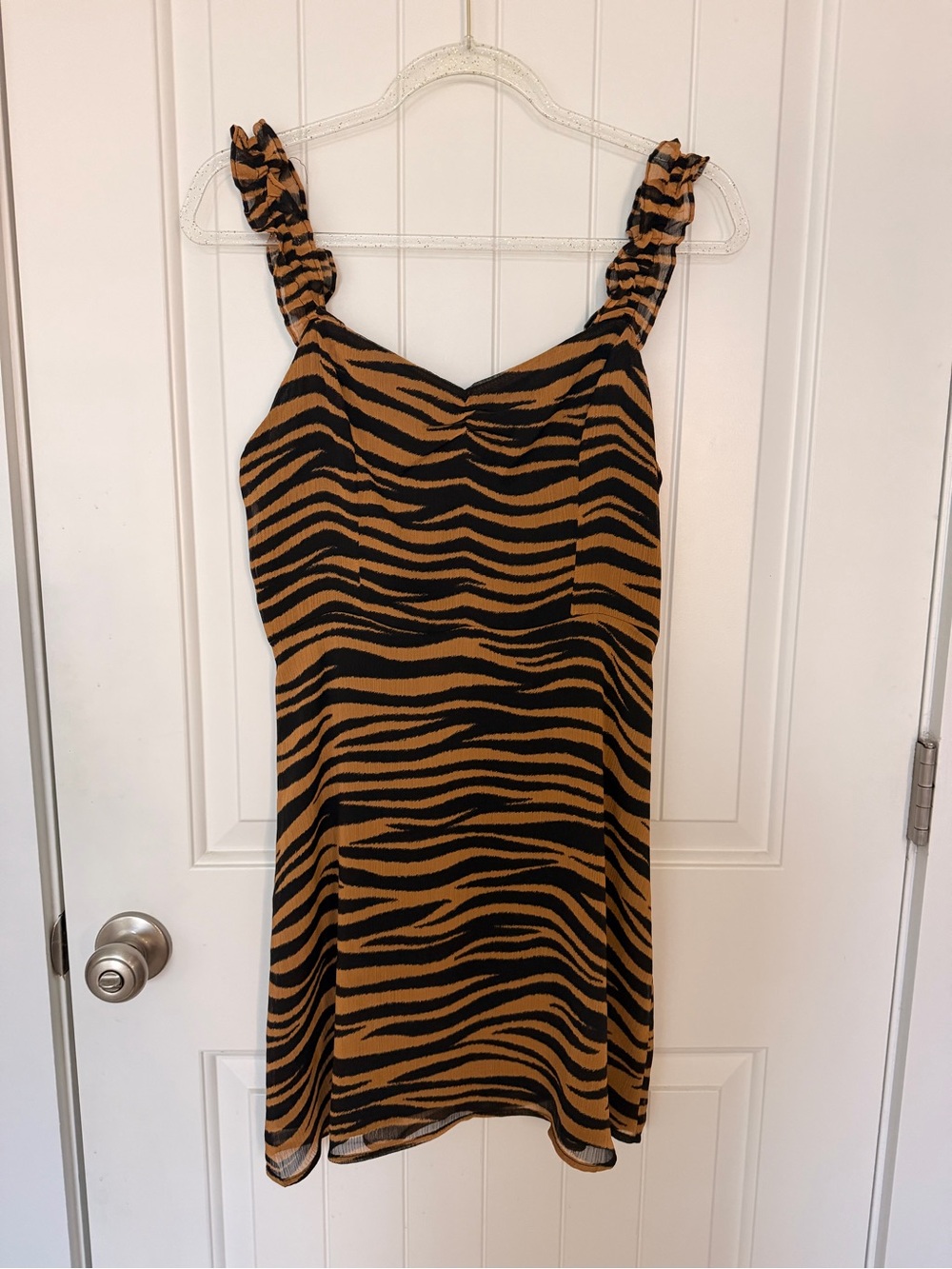All in Favor Tiger-Stripe Mini Dress in Brown and Black
